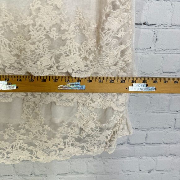 Romantic Prairie Lace Tunic Women Plus Size 2XL Ivory Sheer Overlay Cottagecore - Picture 8 of 9